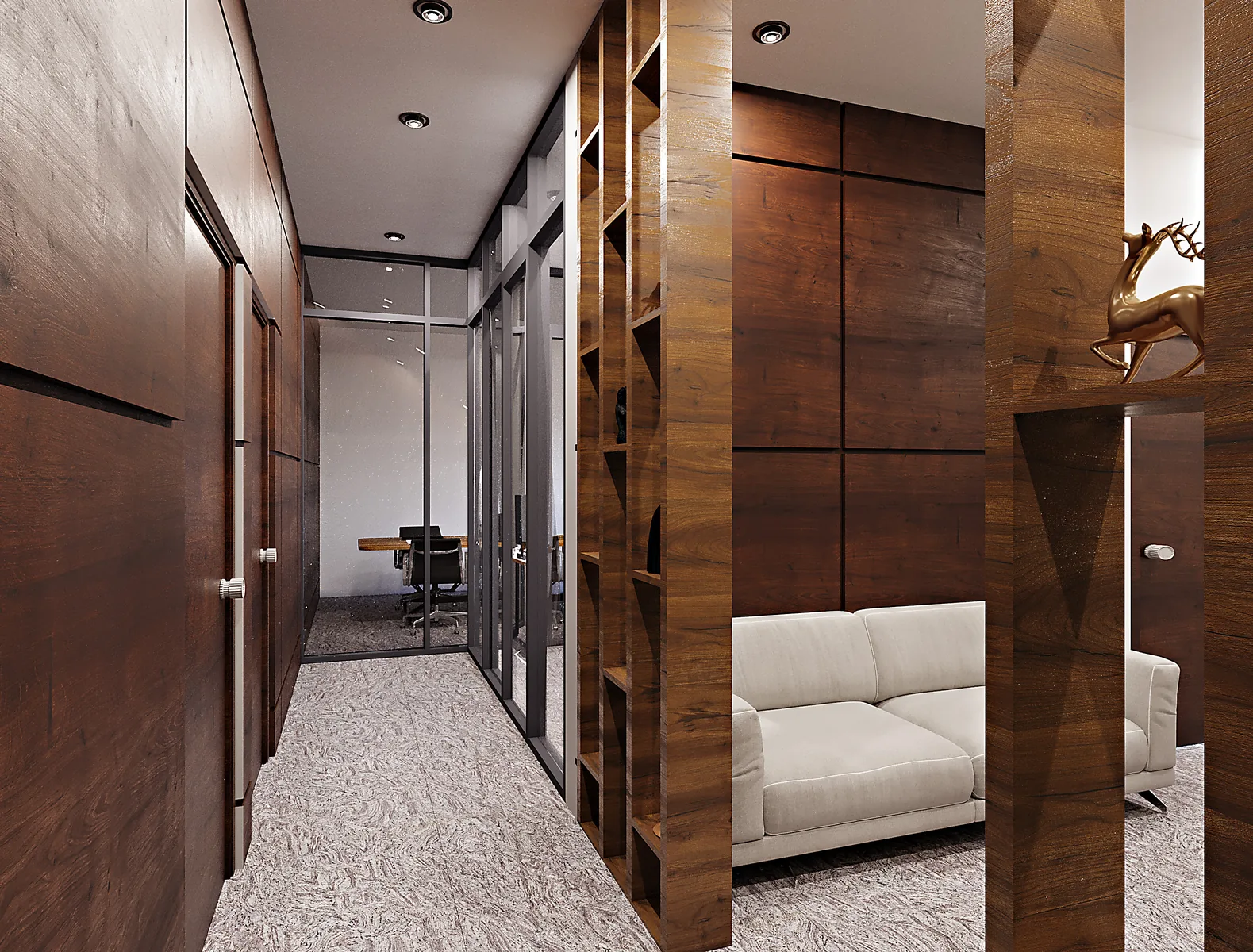 Contemporary hotel corridor interior design by Innovarch