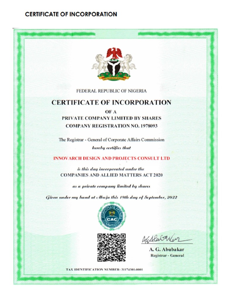 IDPC Certificate of Incorporation — CAC